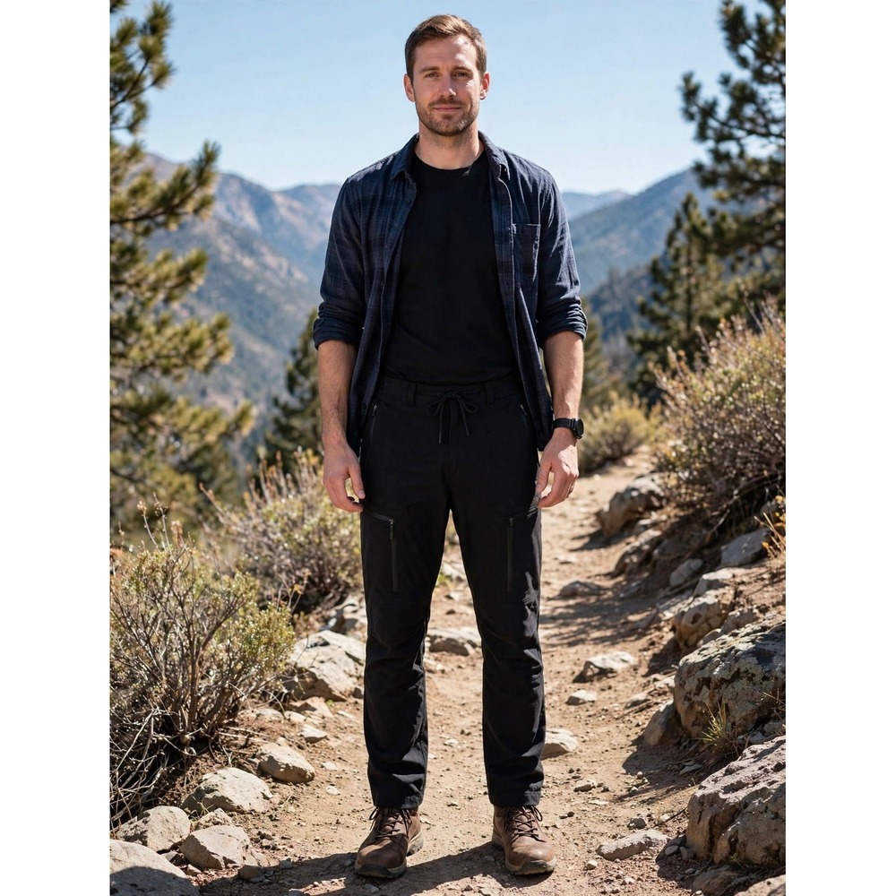 Roark Artifacts of Adventure Layover Pants Black Mens 36 Drawstring Travel Cargo